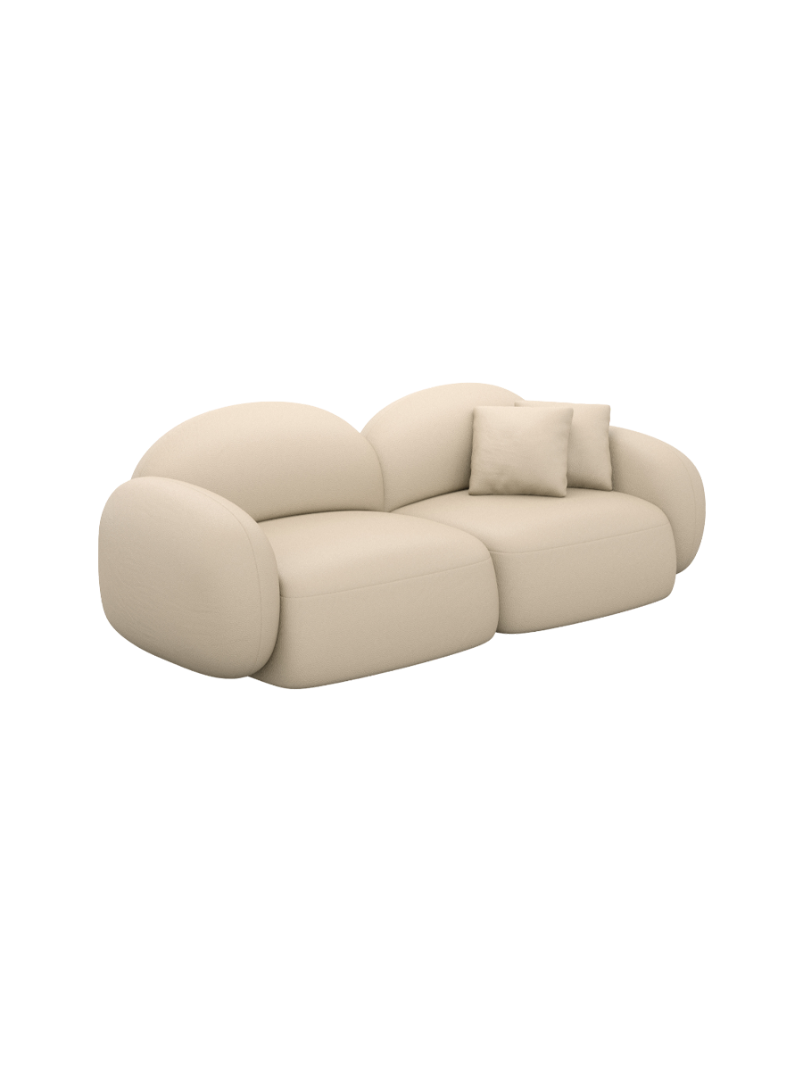 
2-Sitzer Design Echtleder Sofa „Varello“ - Echtleder Beige