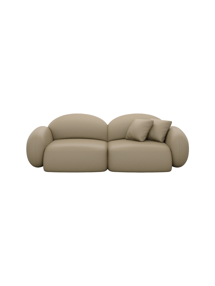 
2-Sitzer Design Echtleder Sofa „Varello“ - Echtleder Beige