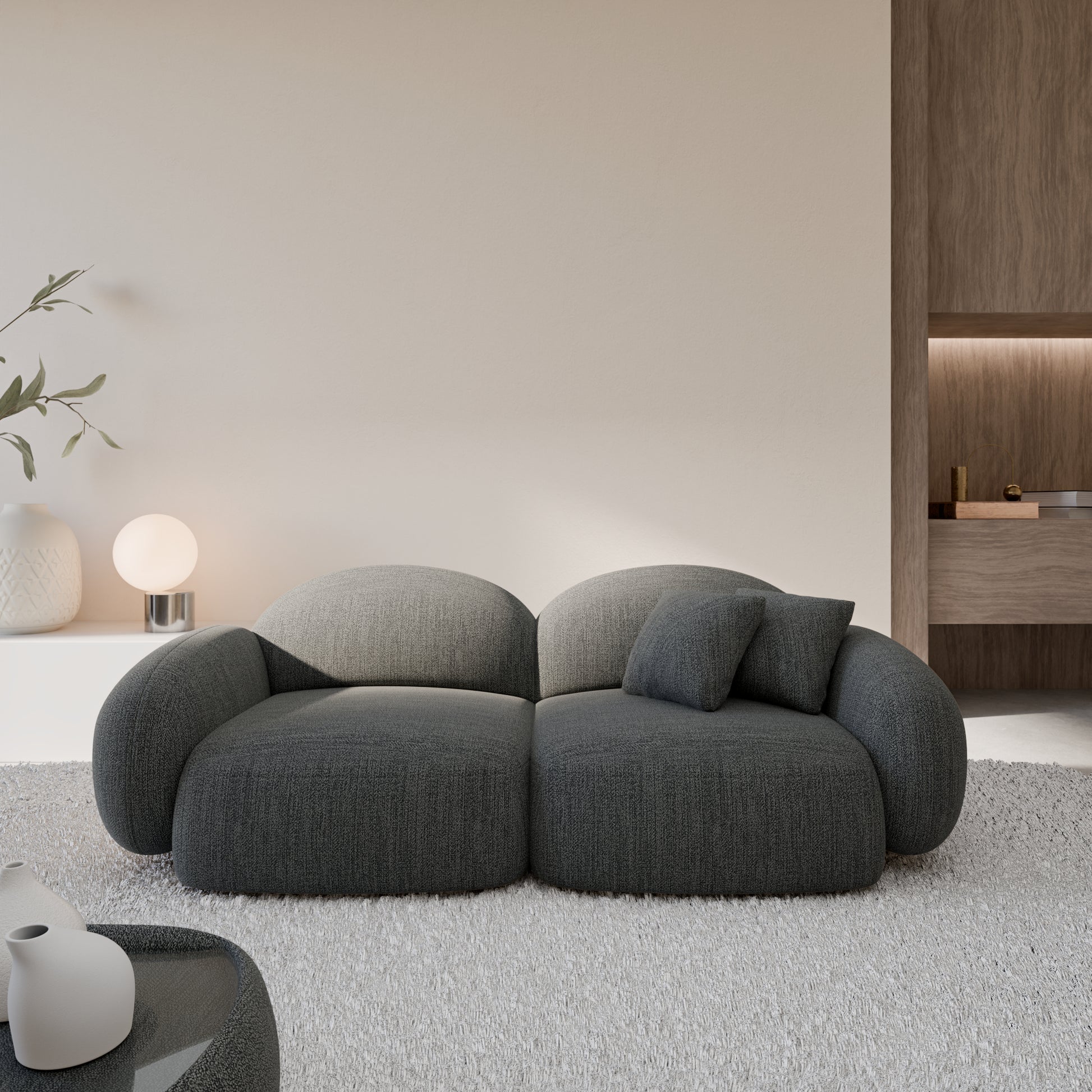 
2-Sitzer Design Sofa „Varello“ mit Strukturstoff-Bezug - Strukturstoff Anthrazit