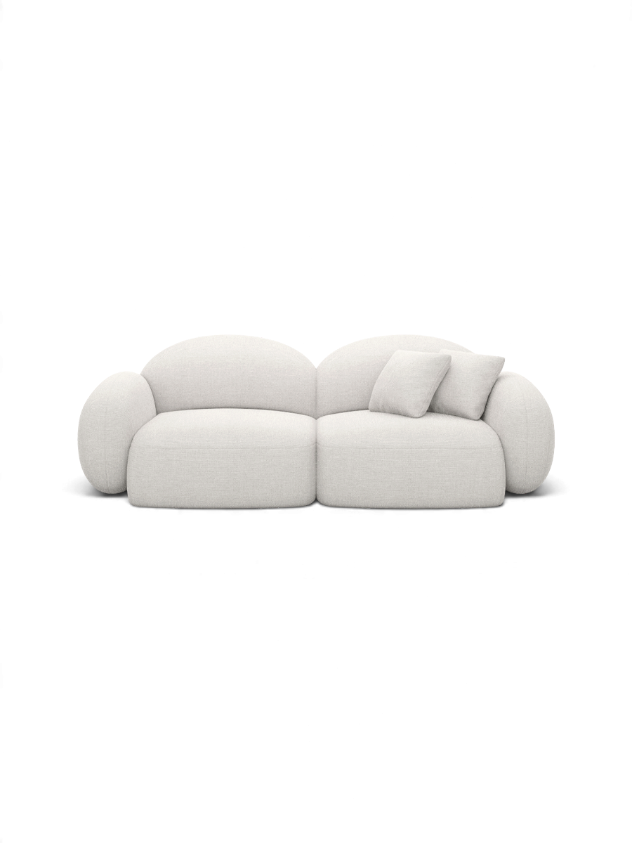 
2-seater designer sofa “Varello” with textured fabric upholstery - Textured fabric White