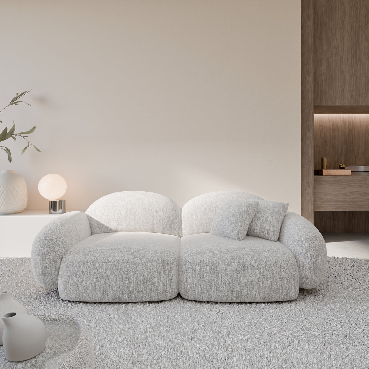 
2-Sitzer Design Sofa „Varello“ mit Strukturstoff-Bezug - Strukturstoff Weiss