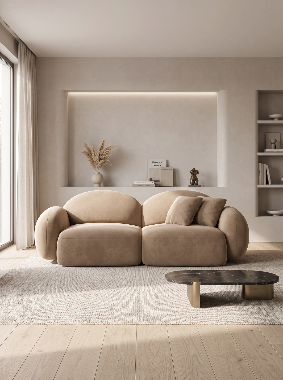 
2-seater designer sofa “Varello” with velvet upholstery - Velvet cover Brown