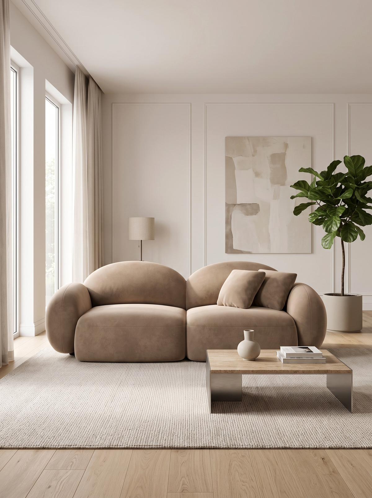 
2-seater designer sofa “Varello” with velvet upholstery - Velvet cover Brown