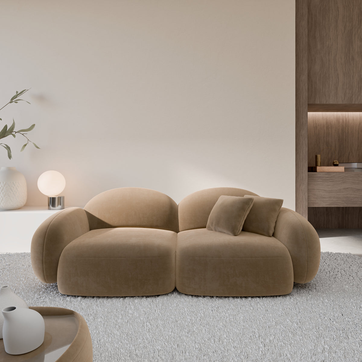 
2-seater designer sofa “Varello” with velvet upholstery - Velvet cover Brown
