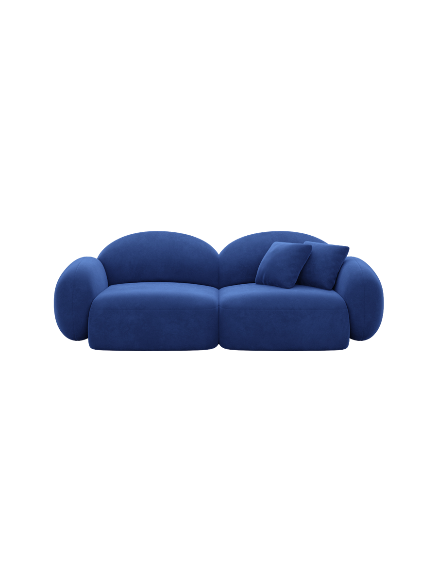 
2-Sitzer Design Sofa „Varello“ mit Samtbezug - Samtbezug Königsblau