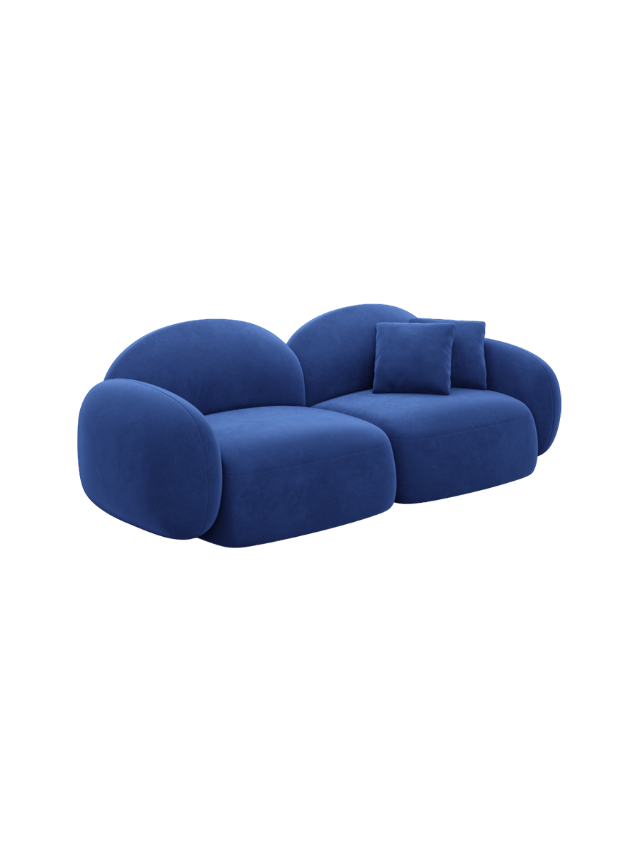 
2-Sitzer Design Sofa „Varello“ mit Samtbezug - Samtbezug Königsblau