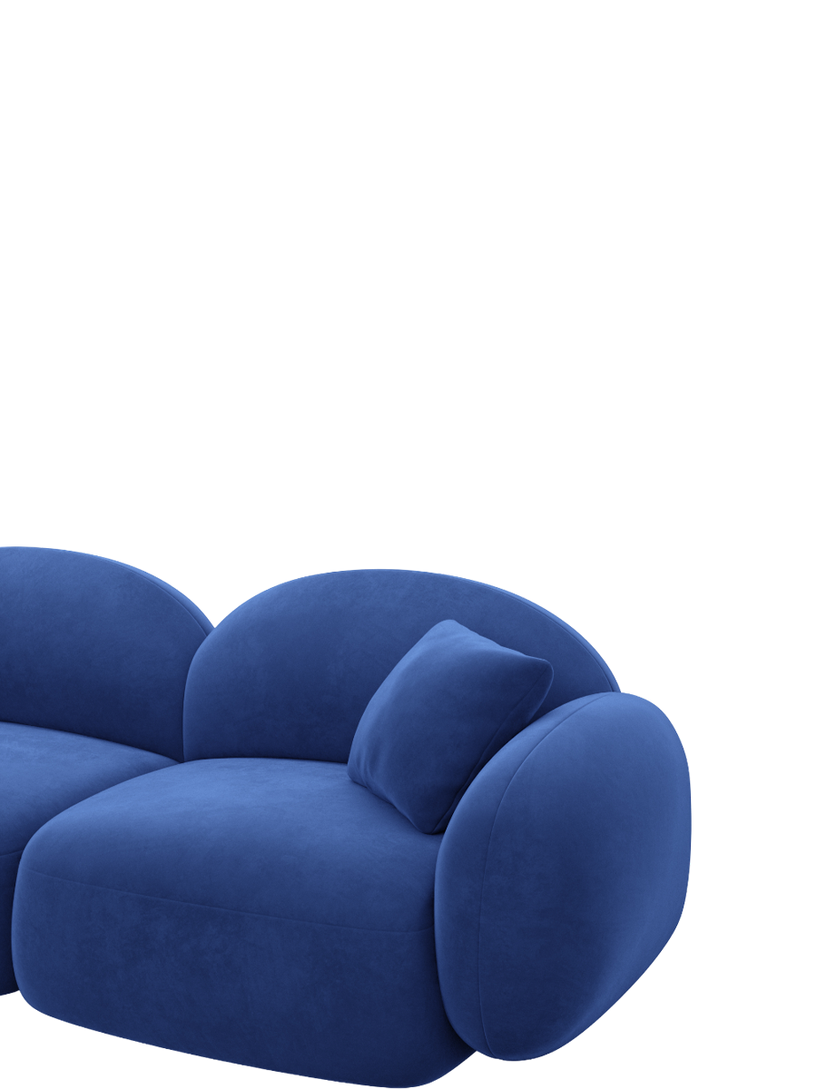 
2-Sitzer Design Sofa „Varello“ mit Samtbezug - Samtbezug Königsblau
