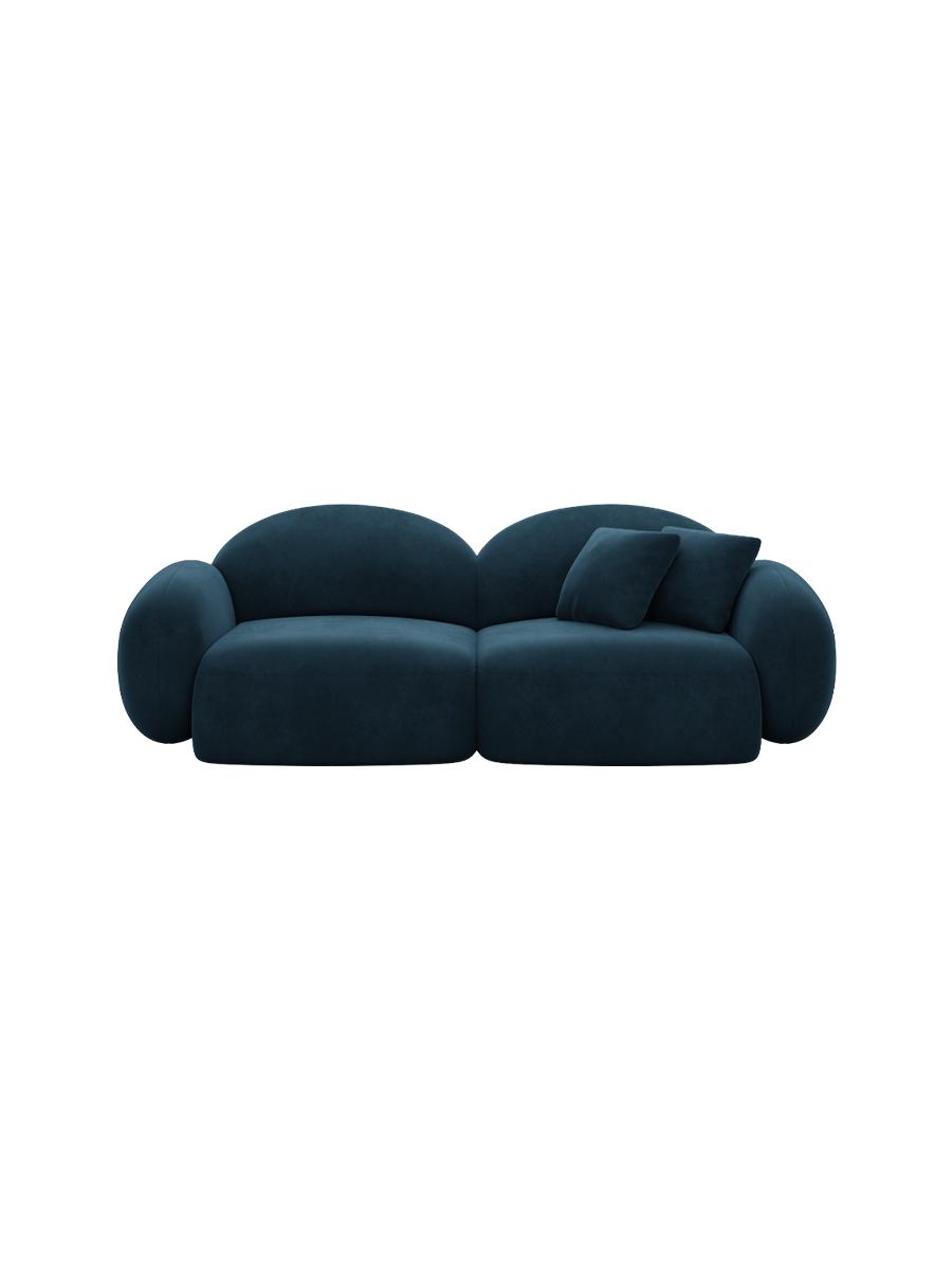 
2-Sitzer Design Sofa „Varello“ mit Samtbezug - Samtbezug Königsblau