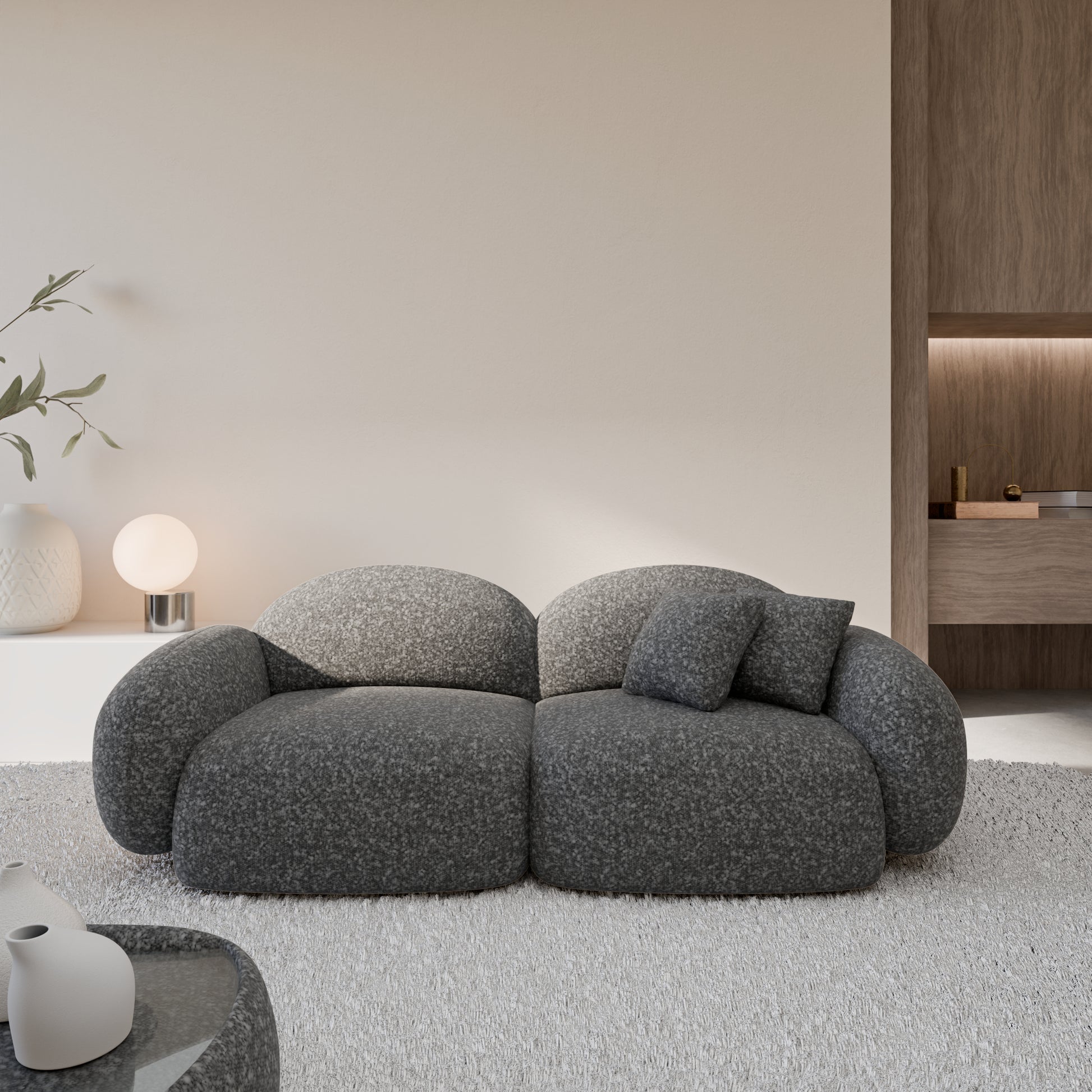 
3-Sitzer Design Sofa „Varello“ mit Bouclé-Bezug - Bouclé Graphit