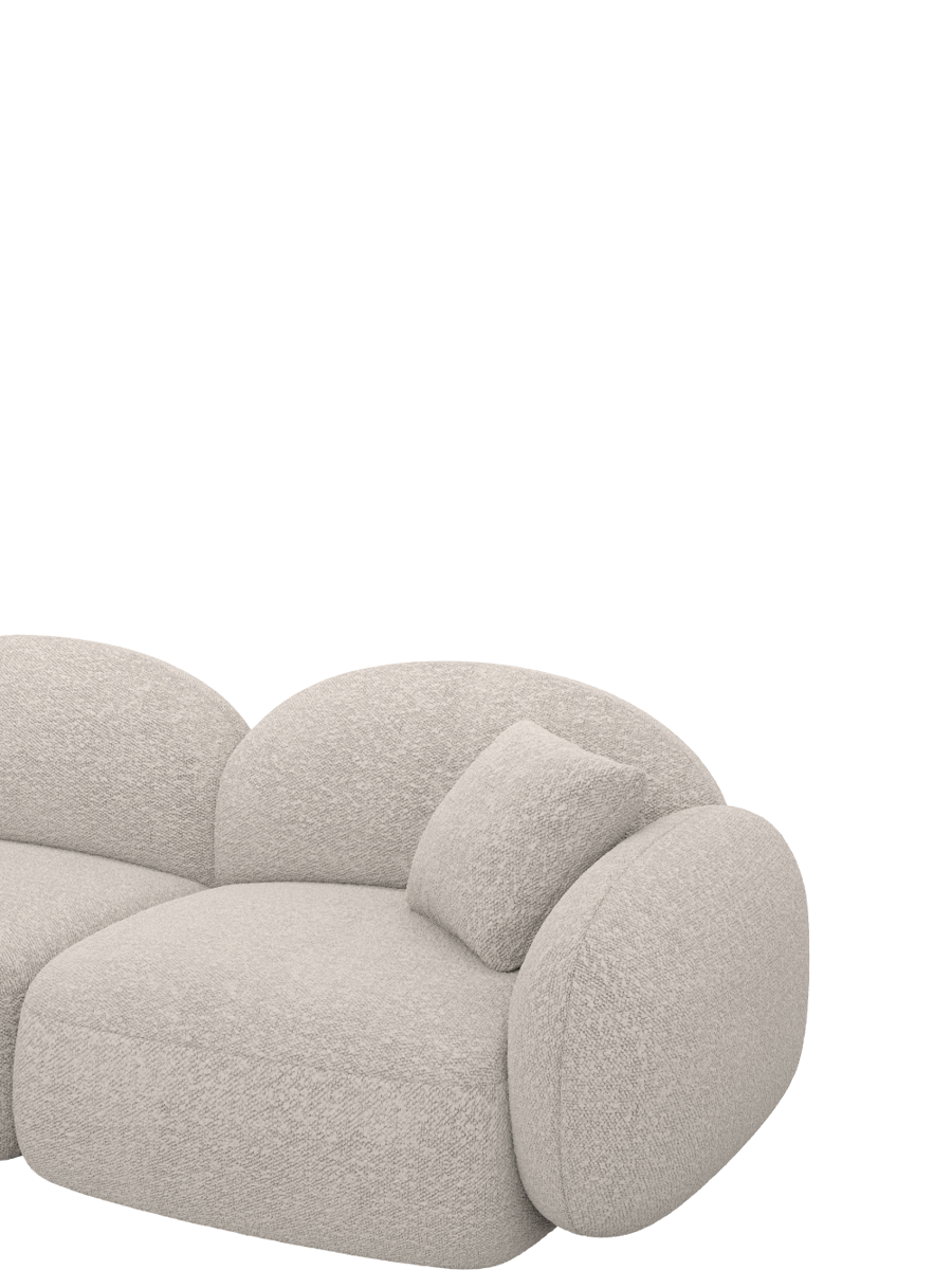 
Canapé design 3 places « Varello » avec revêtement bouclé - Bouclé Toffee