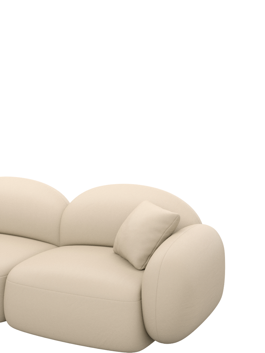 
3-Sitzer Design Echtleder Sofa „Varello“ - Echtleder Beige