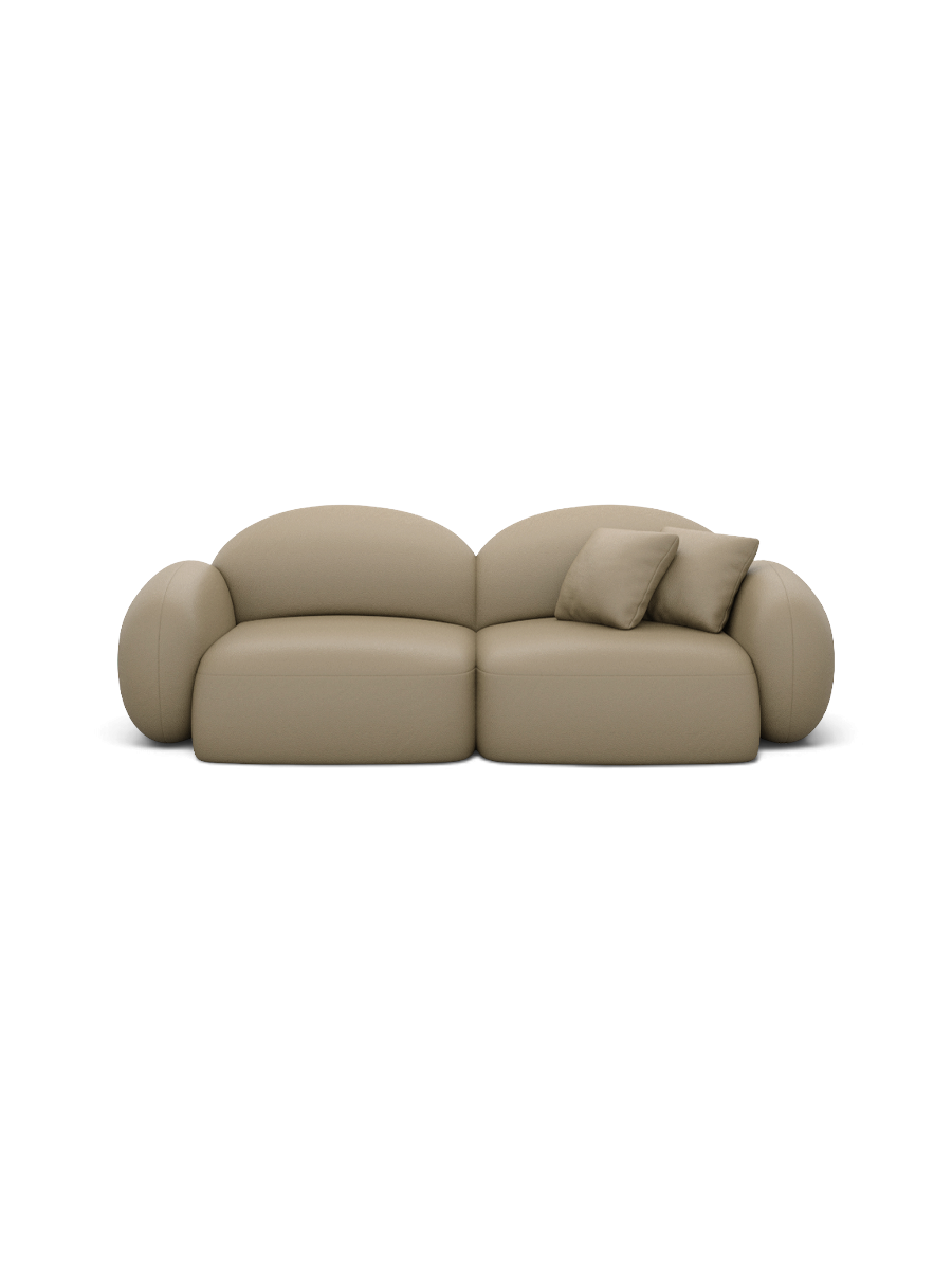 
3-seater designer genuine leather sofa “Varello” - Genuine leather Beige dark