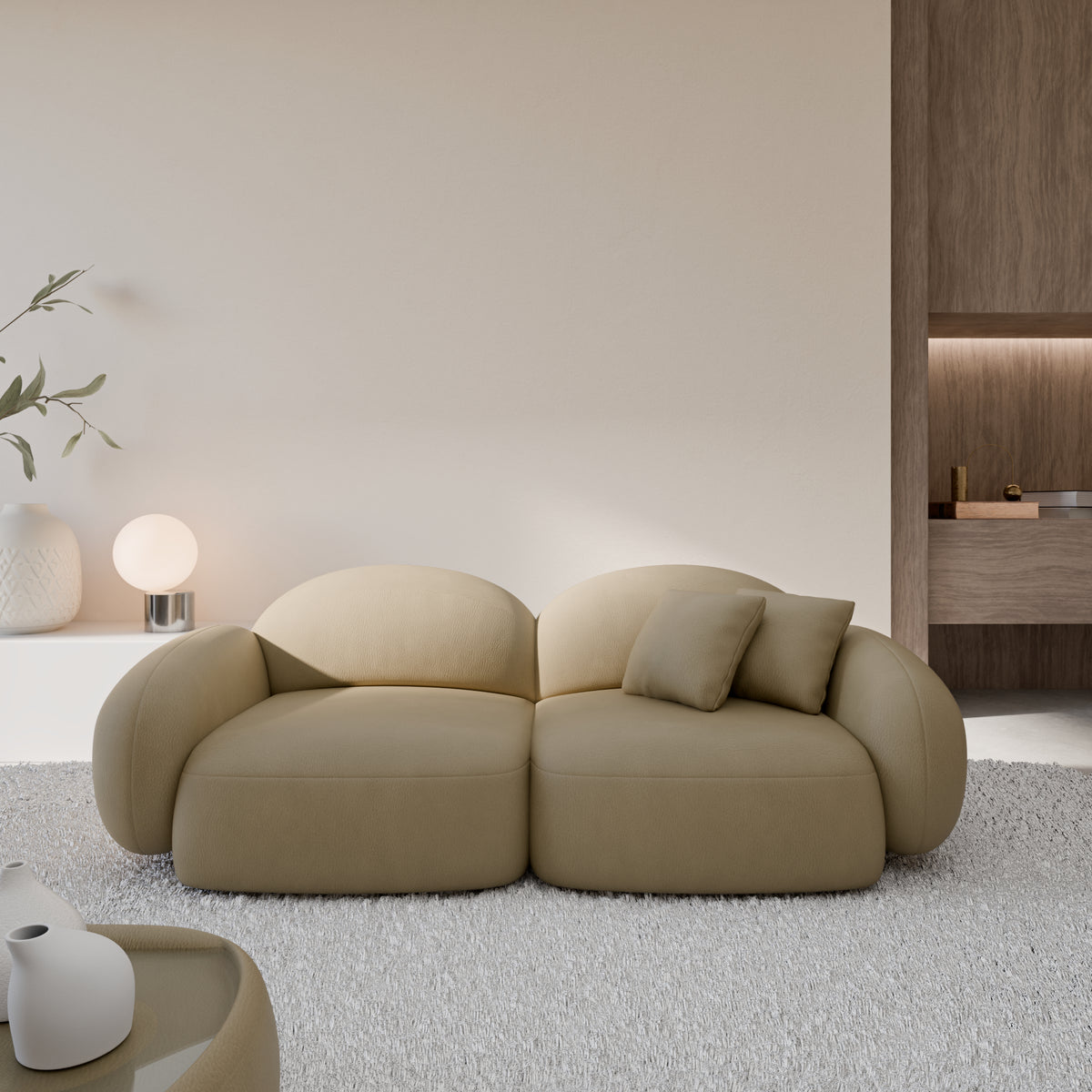 
Canapé design 3 places en cuir véritable « Varello » - Véritable cuir beige foncé