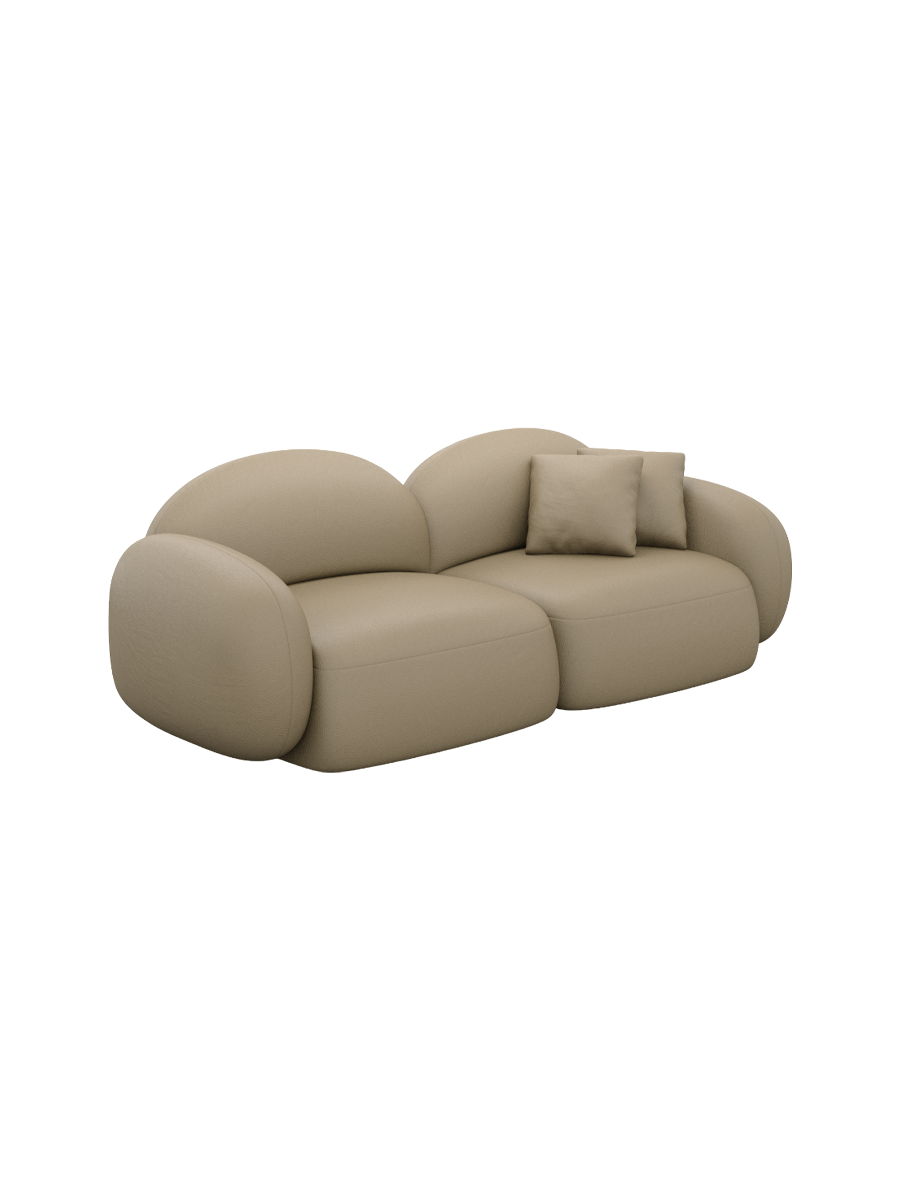 
Canapé design 3 places en cuir véritable « Varello » - Véritable cuir beige foncé