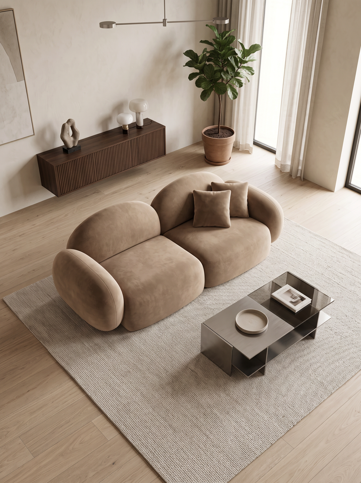 
3-seater designer sofa “Varello” with velvet upholstery - Velvet cover Brown