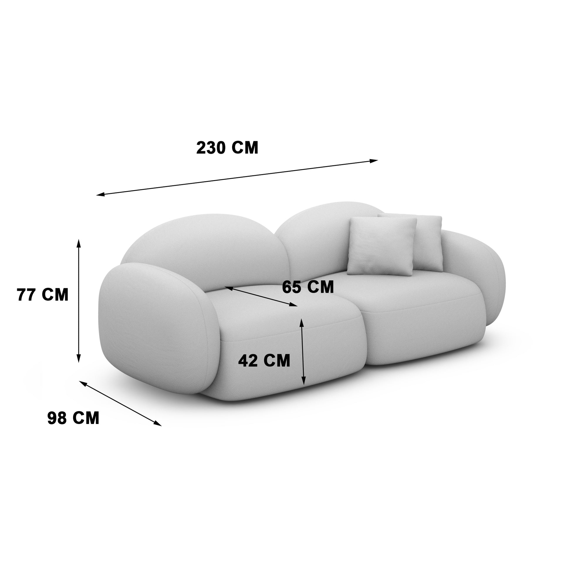 
3-Sitzer Design Sofa „Varello“ mit Samtbezug - Samtbezug Königsblau