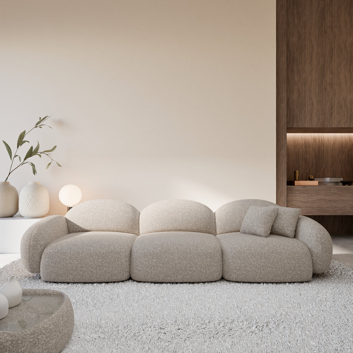 
4-Sitzer Design Sofa „Varello“ mit Bouclé-Bezug - Bouclé Toffee