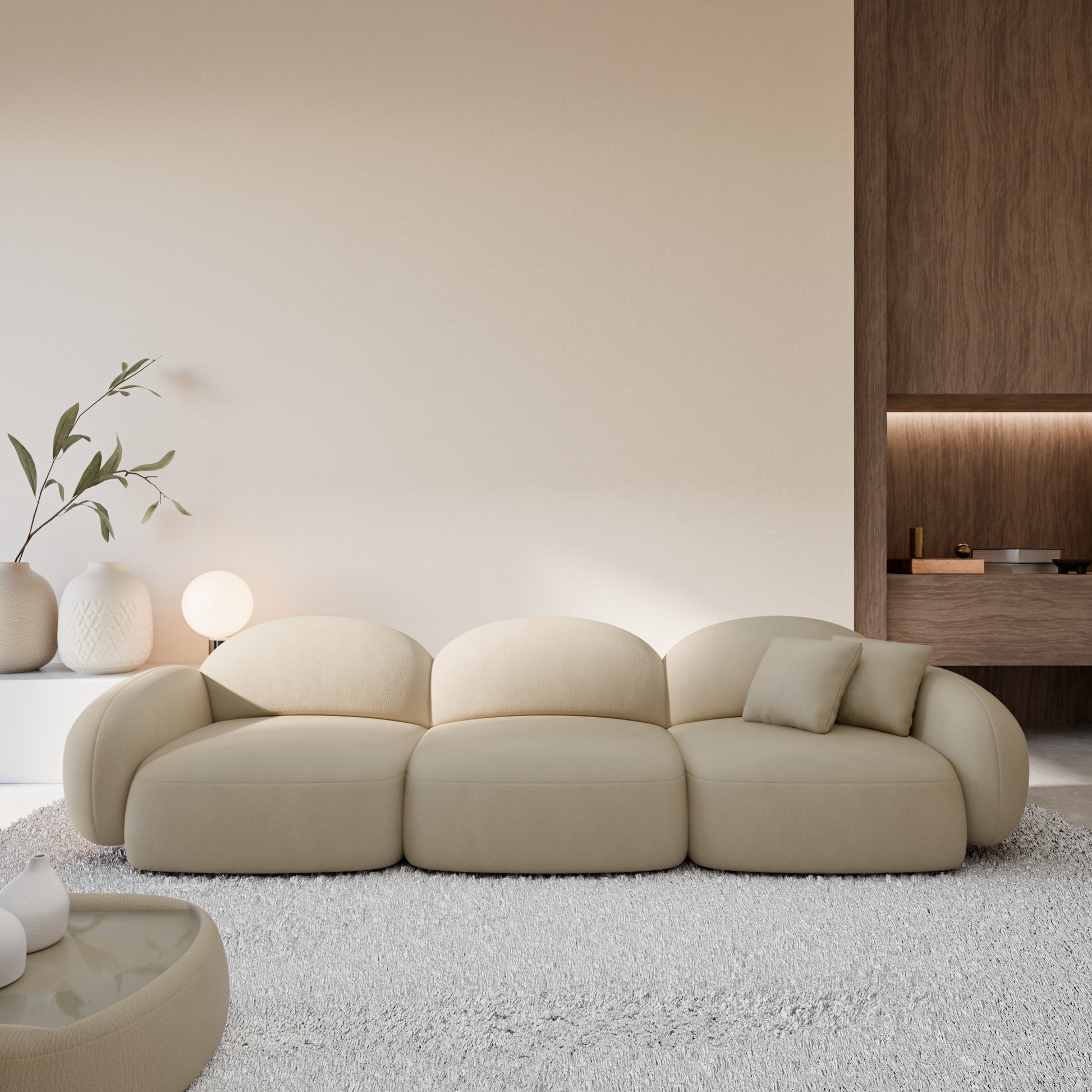 
4-Sitzer Design Echtleder Sofa „Varello“ - Echtleder Beige