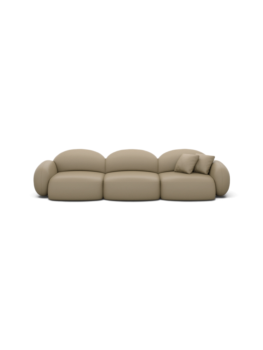 
4-seater designer genuine leather sofa “Varello” - Genuine leather Beige dark
