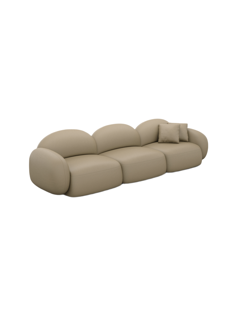 
4-Sitzer Design Echtleder Sofa „Varello“ - Echtleder Beige dunkel