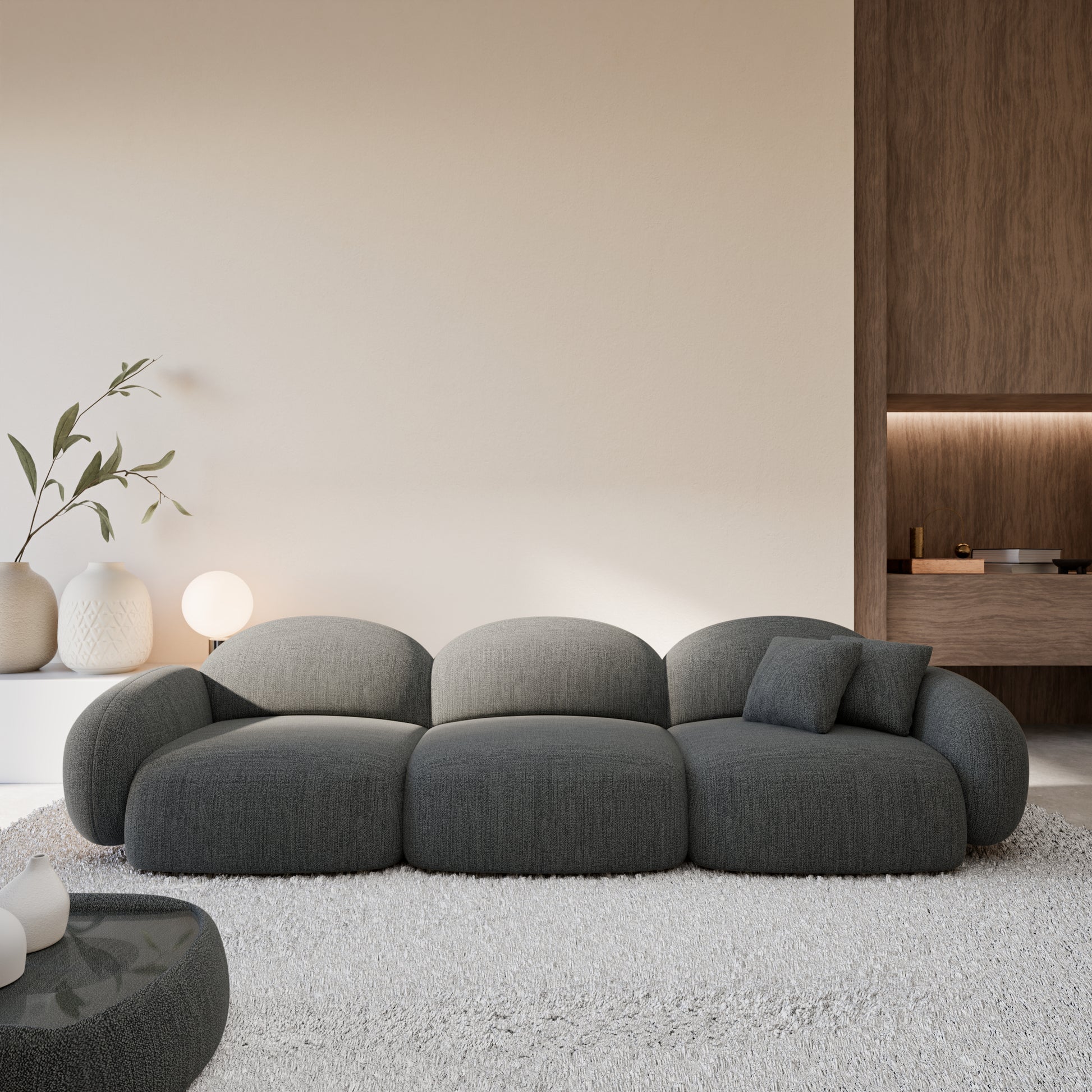
4-Sitzer Design Sofa „Varello“ mit Strukturstoff-Bezug - Strukturstoff Anthrazit