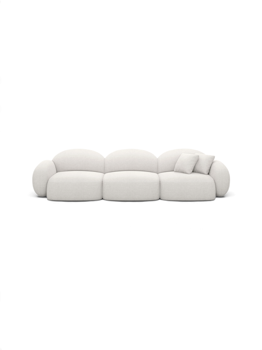 
4-seater designer sofa “Varello” with textured fabric upholstery - Textured fabric White