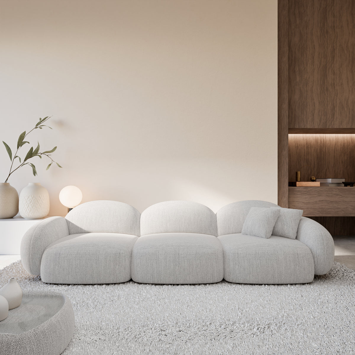 
Canapé design 4 places « Varello » avec revêtement en tissu texturé - Tissu texturé Weiss
