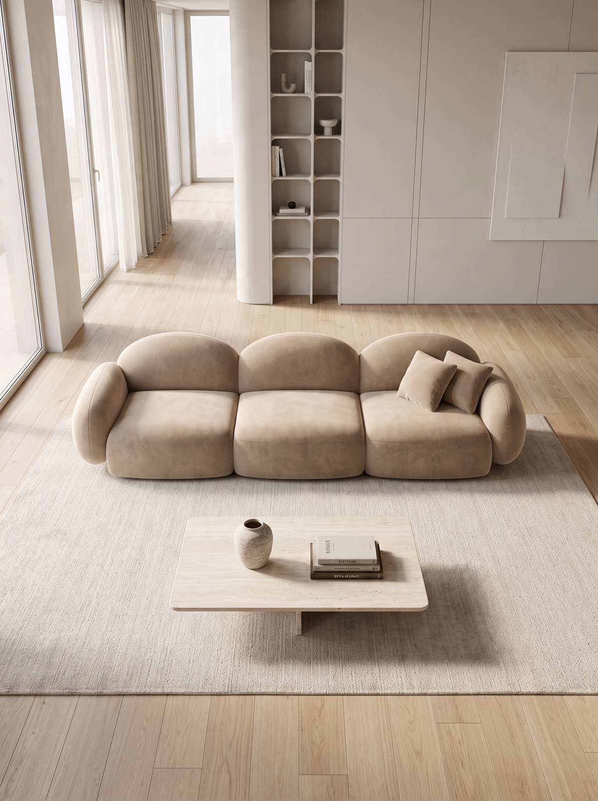 
4-seater designer sofa “Varello” with velvet upholstery - Velvet cover Brown