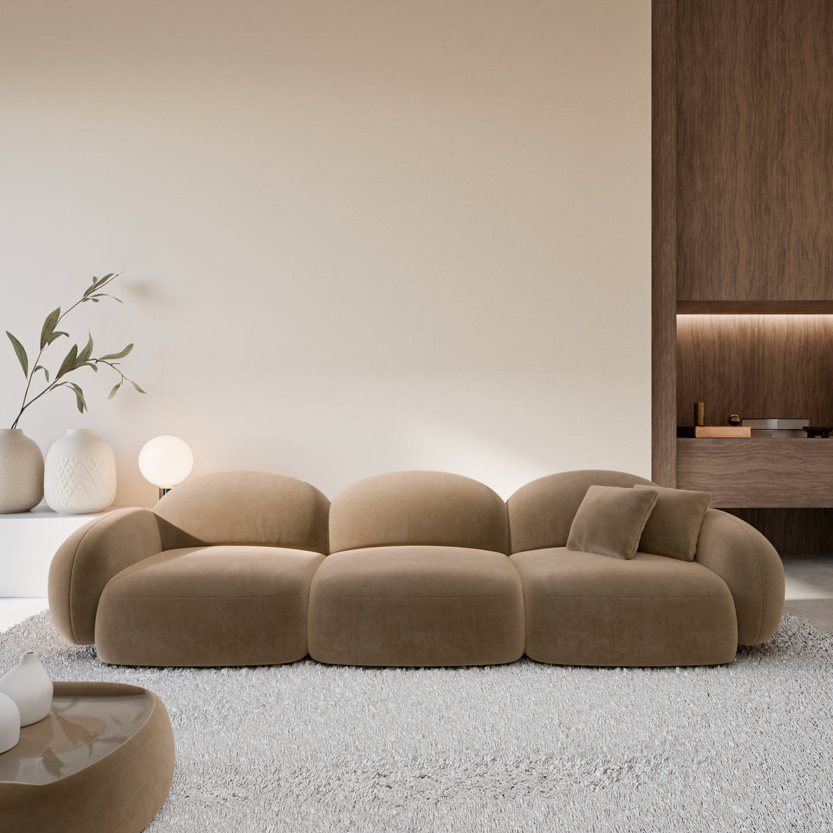 
4-seater designer sofa “Varello” with velvet upholstery - Velvet cover Brown