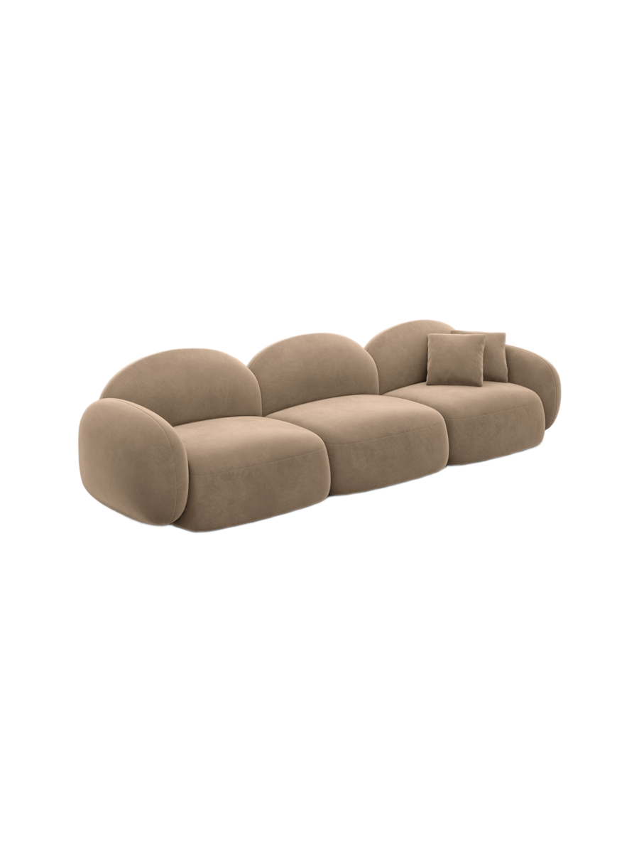 
4-seater designer sofa “Varello” with velvet upholstery - Velvet cover Brown