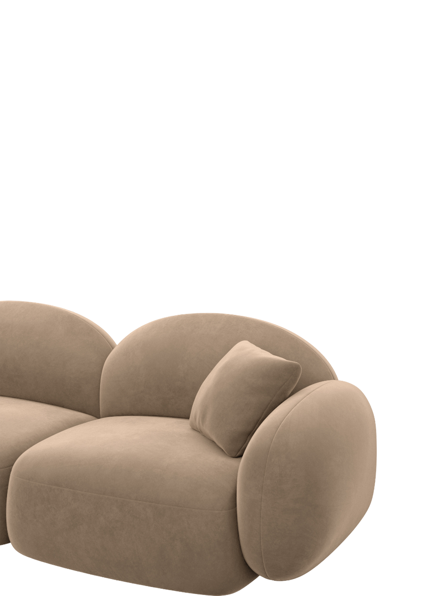 
4-seater designer sofa “Varello” with velvet upholstery - Velvet cover Brown