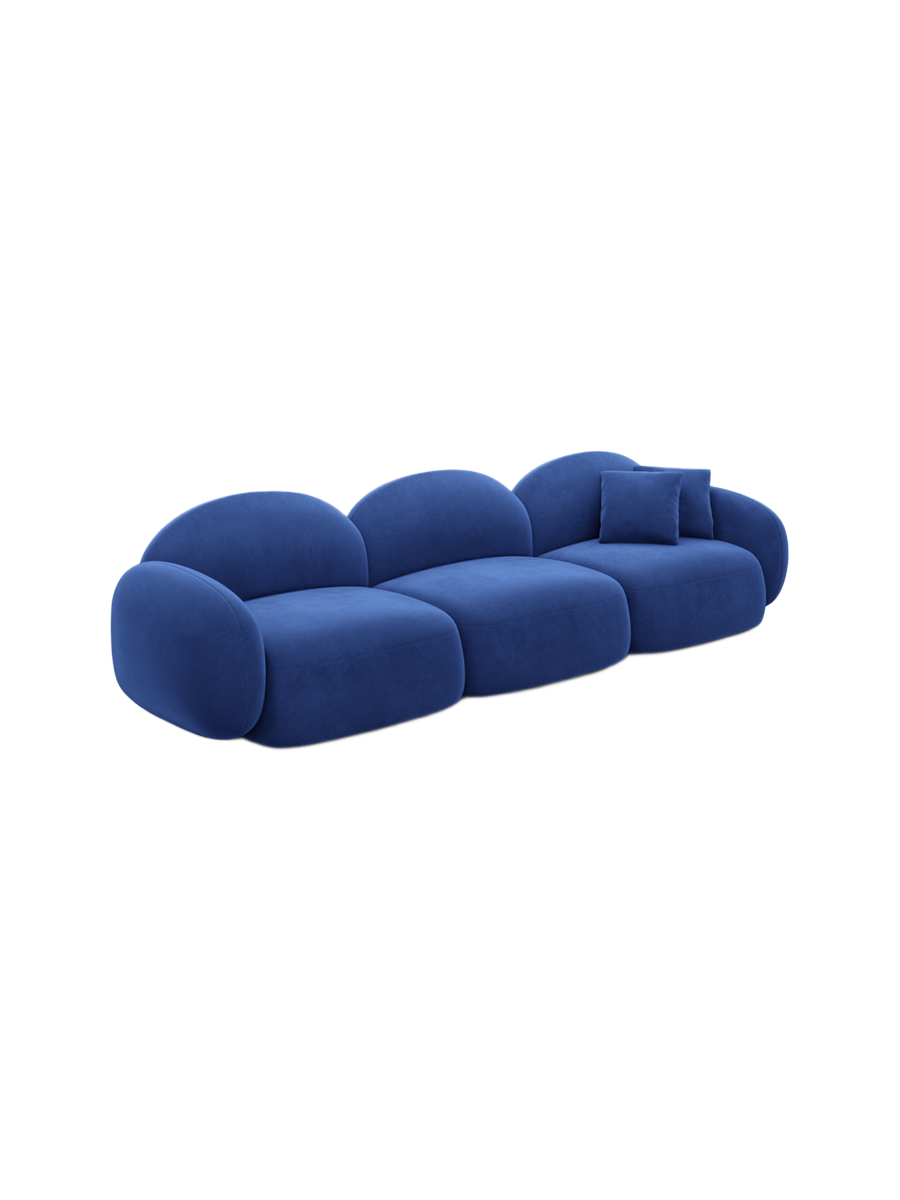 
4-Sitzer Design Sofa „Varello“ mit Samtbezug - Samtbezug Königsblau