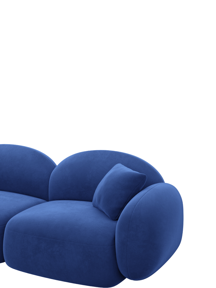 
4-Sitzer Design Sofa „Varello“ mit Samtbezug - Samtbezug Königsblau