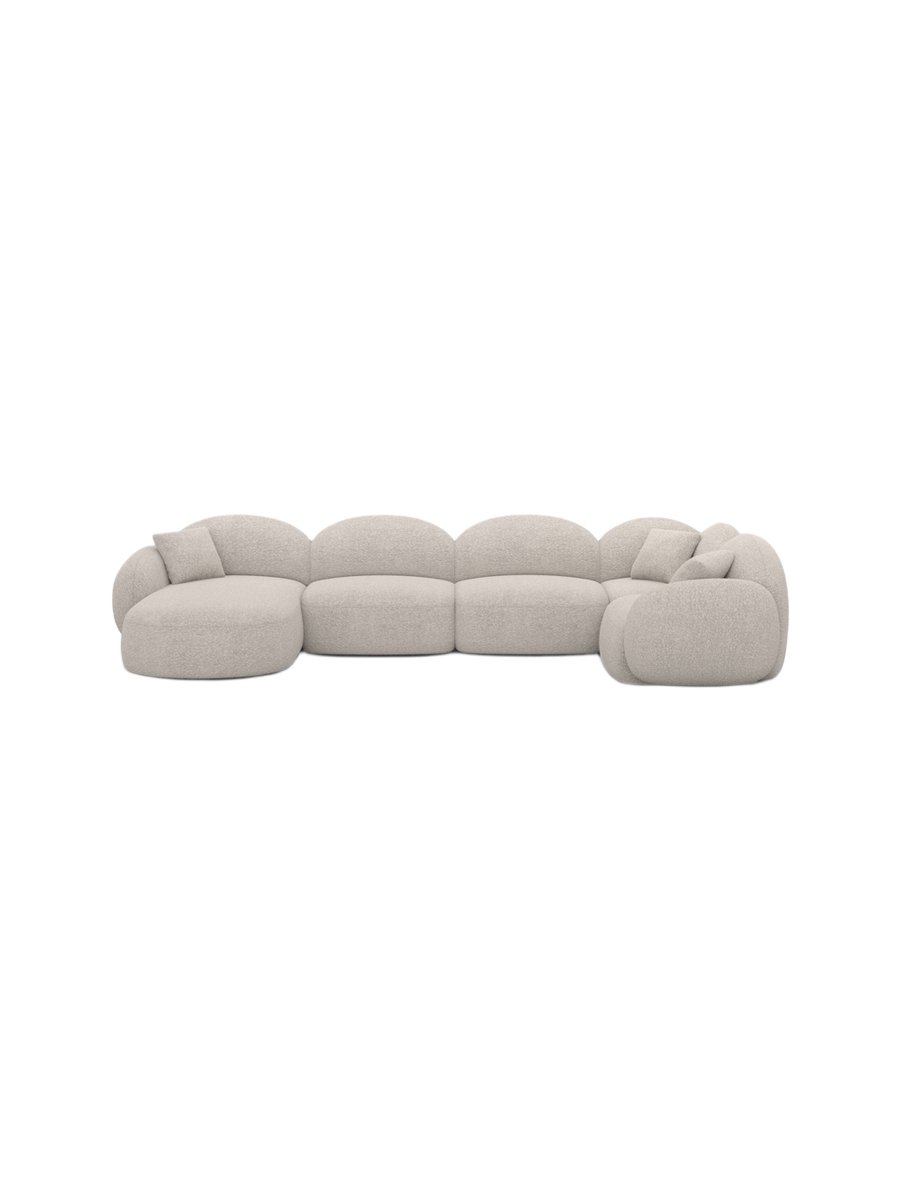 
6-Sitzer Design Panorama-Sofa „Varello XL“ mit Bouclé-Bezug - Bouclé Graphit / Lange Seite links