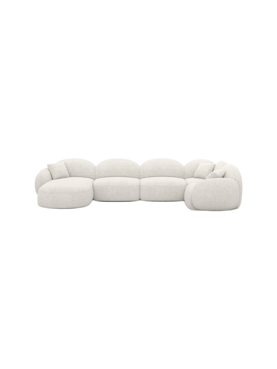 
6-Sitzer Design Panorama-Sofa „Varello XL“ mit Bouclé-Bezug - Bouclé Graphit / Lange Seite links