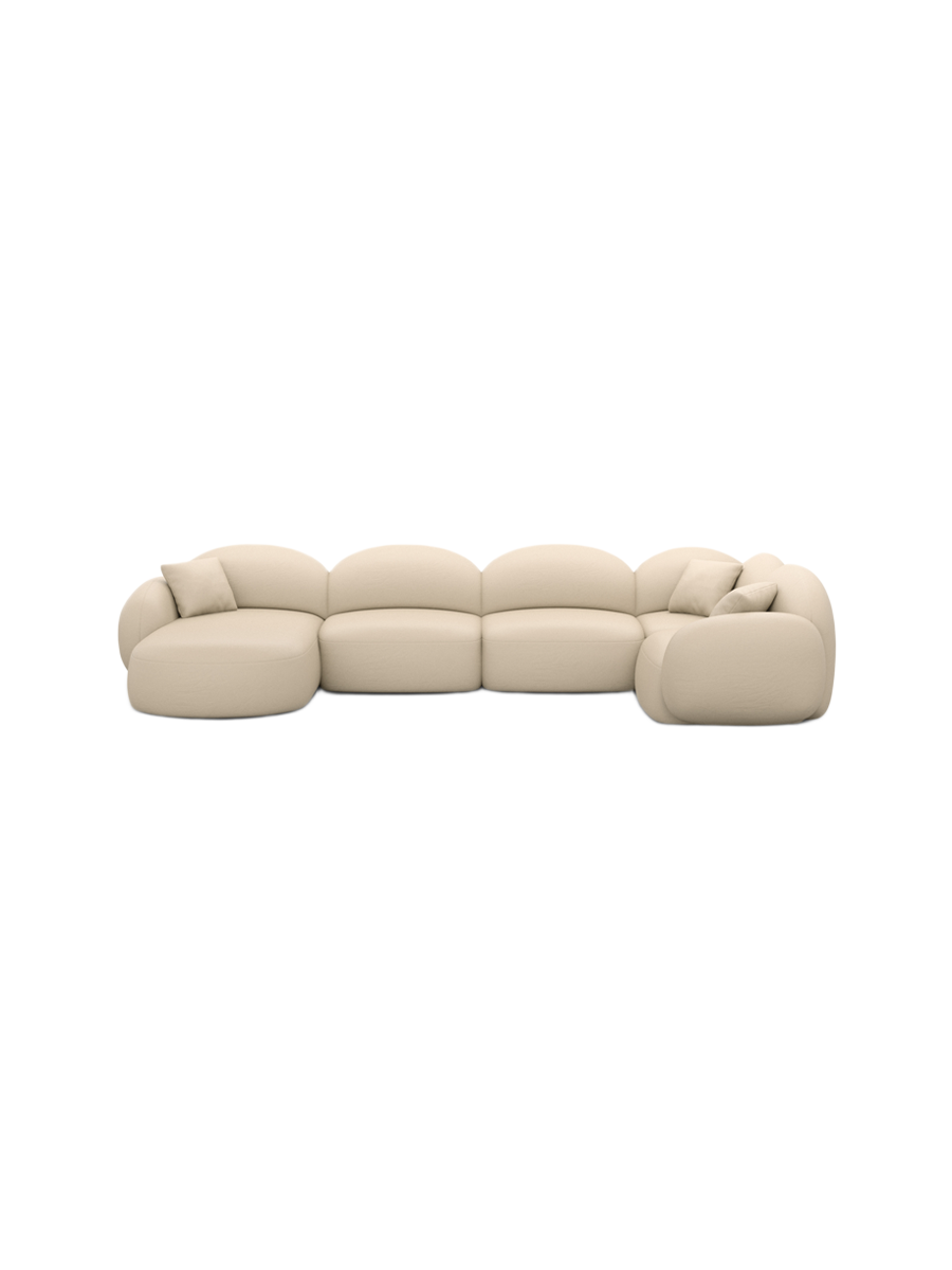
6-Sitzer Design Echtleder Panorama-Sofa „Varello XL“ - Echtleder Beige / Lange Seite links