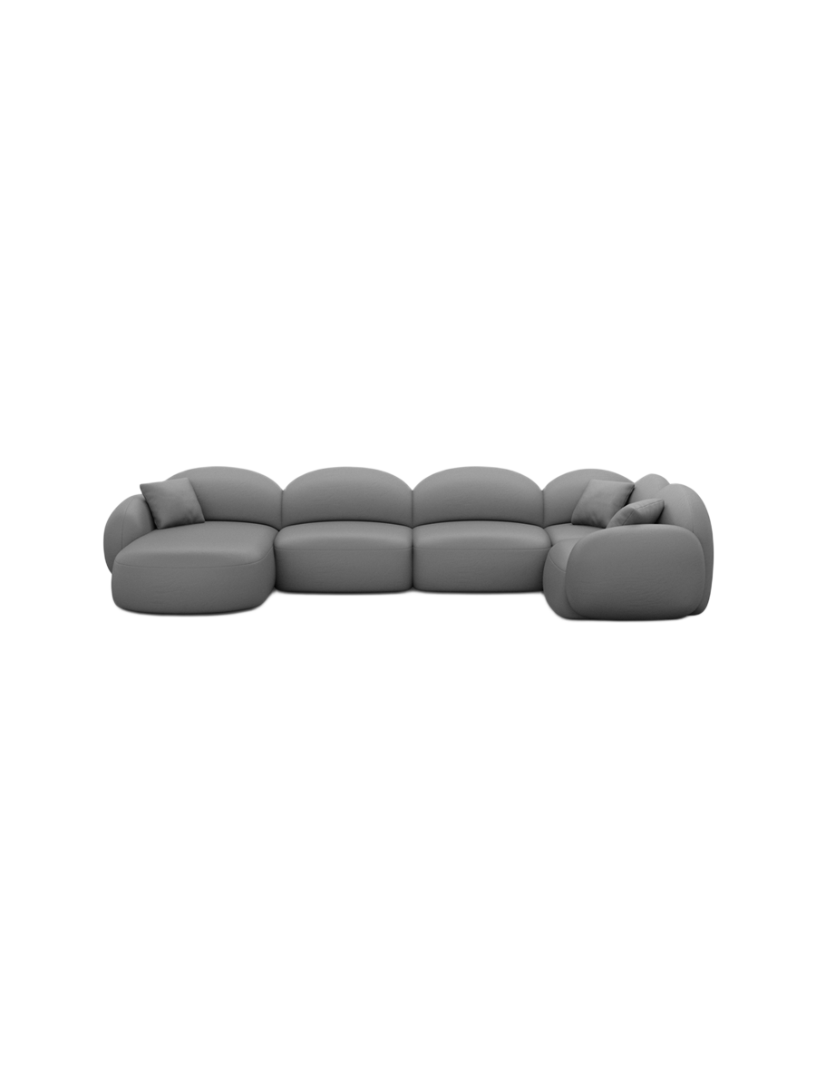 
6-Sitzer Design Echtleder Panorama-Sofa „Varello XL“ - Echtleder Beige / Lange Seite links