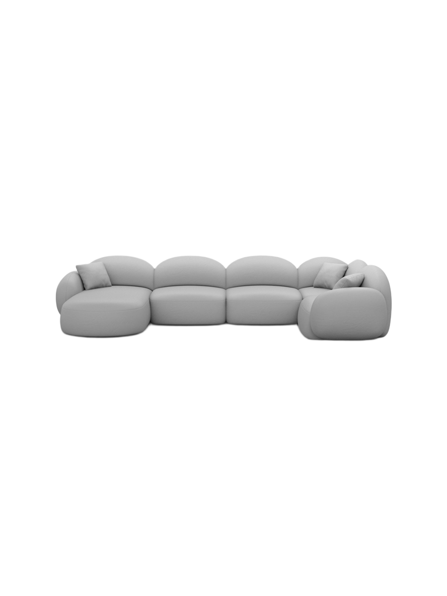 
6-Sitzer Design Echtleder Panorama-Sofa „Varello XL“ - Echtleder Beige / Lange Seite links