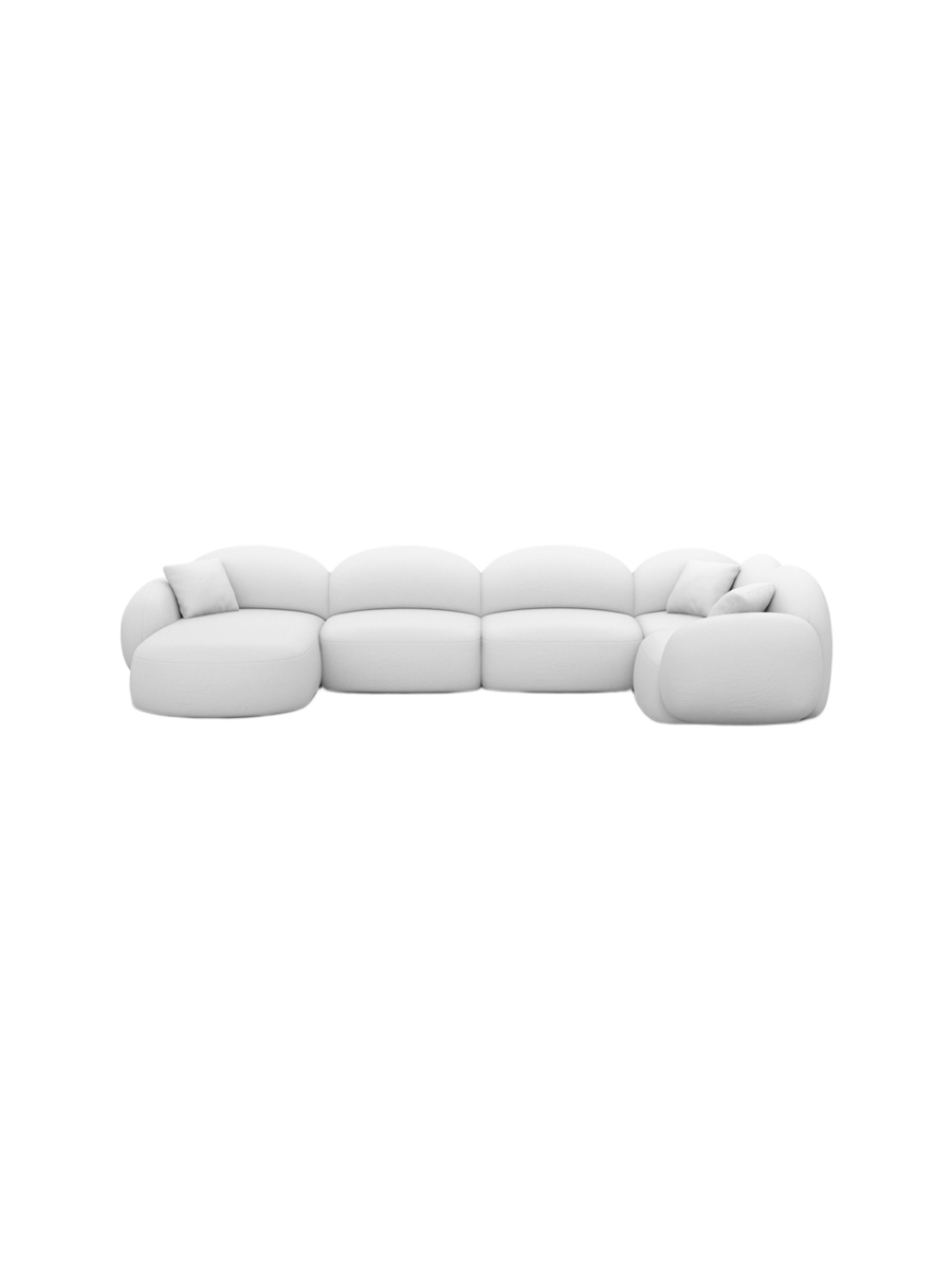 
6-Sitzer Design Echtleder Panorama-Sofa „Varello XL“ - Echtleder Beige / Lange Seite links