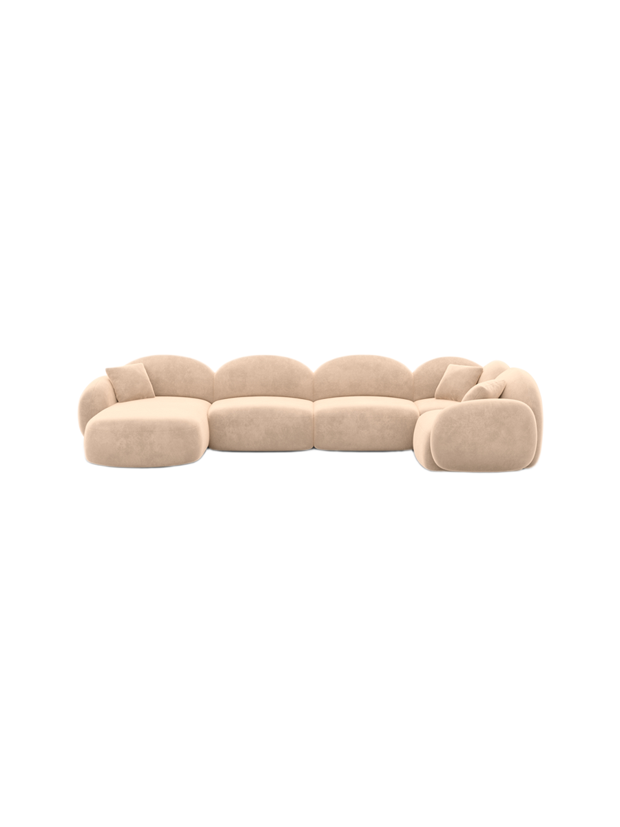 
6-Sitzer Design Panorama-Sofa „Varello XL“ mit Samtbezug - Samtbezug Königsblau / Lange Seite links