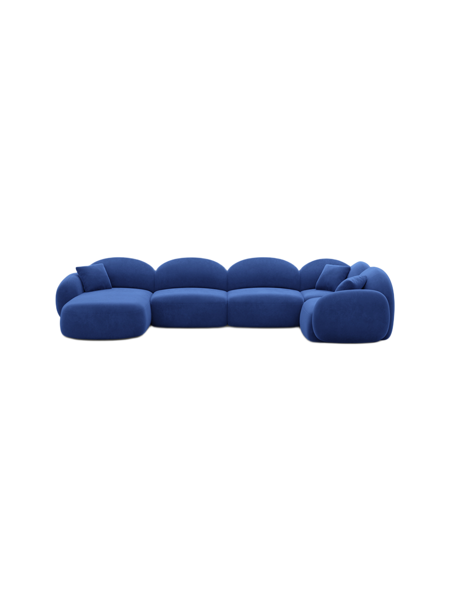 
6-Sitzer Design Panorama-Sofa „Varello XL“ mit Samtbezug - Samtbezug Königsblau / Lange Seite links