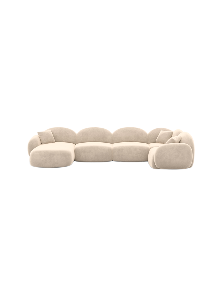 
6-Sitzer Design Panorama-Sofa „Varello XL“ mit Samtbezug - Samtbezug Königsblau / Lange Seite links