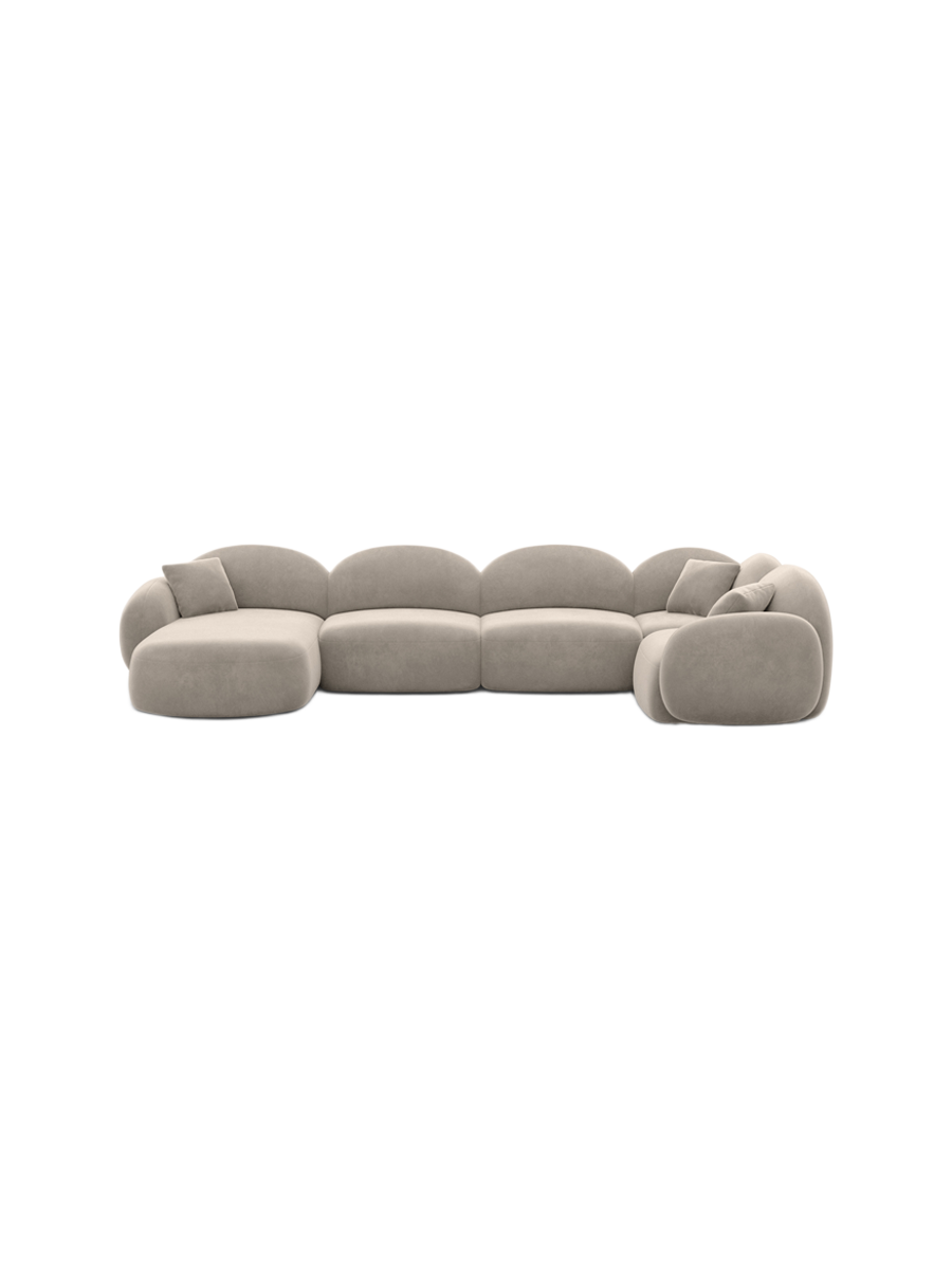 
6-Sitzer Design Panorama-Sofa „Varello XL“ mit Samtbezug - Samtbezug Königsblau / Lange Seite links