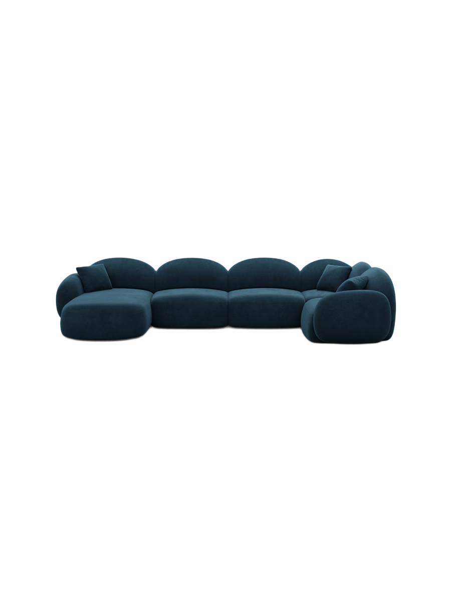 
6-Sitzer Design Panorama-Sofa „Varello XL“ mit Samtbezug - Samtbezug Königsblau / Lange Seite links