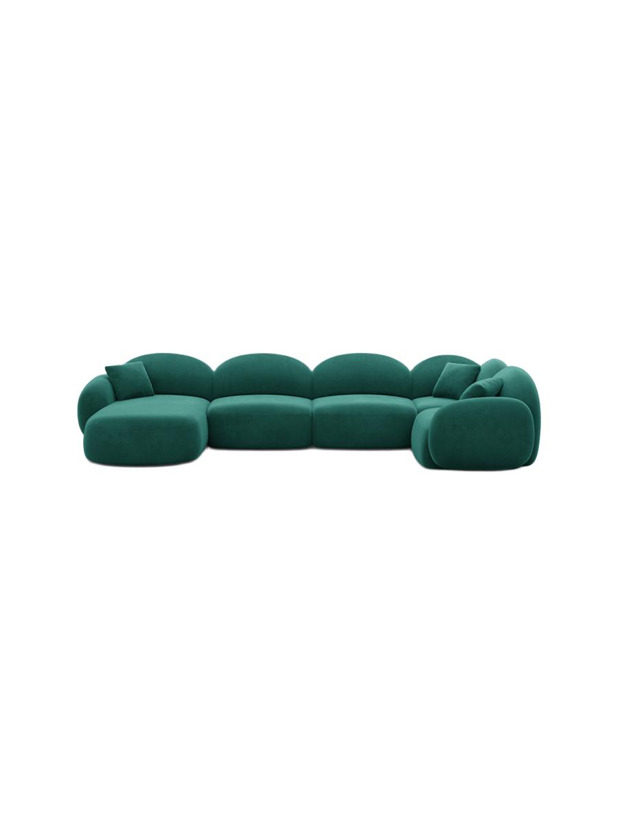 
6-Sitzer Design Panorama-Sofa „Varello XL“ mit Samtbezug - Samtbezug Königsblau / Lange Seite links