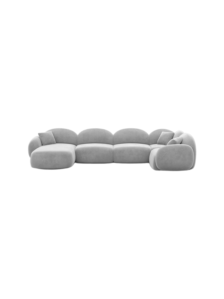 
6-Sitzer Design Panorama-Sofa „Varello XL“ mit Samtbezug - Samtbezug Königsblau / Lange Seite links