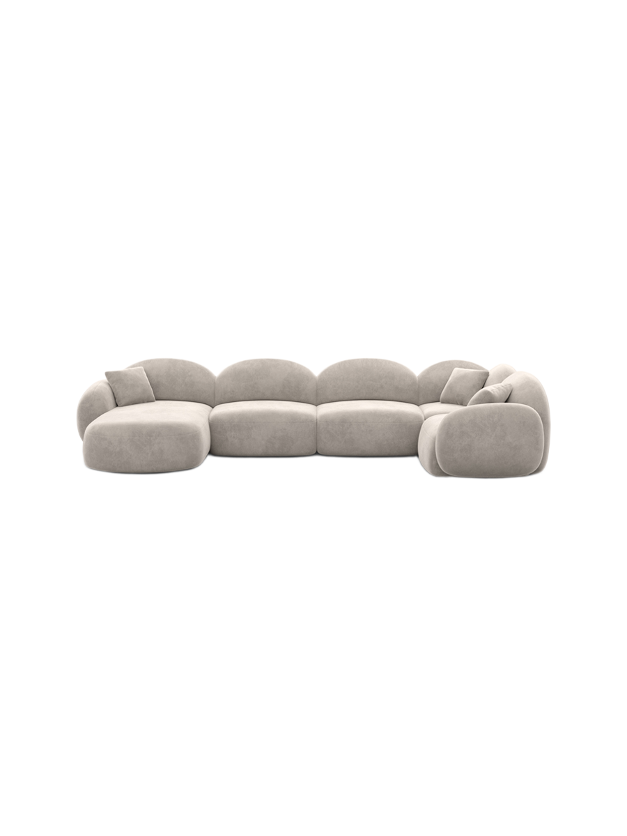 
6-Sitzer Design Panorama-Sofa „Varello XL“ mit Samtbezug - Samtbezug Königsblau / Lange Seite links