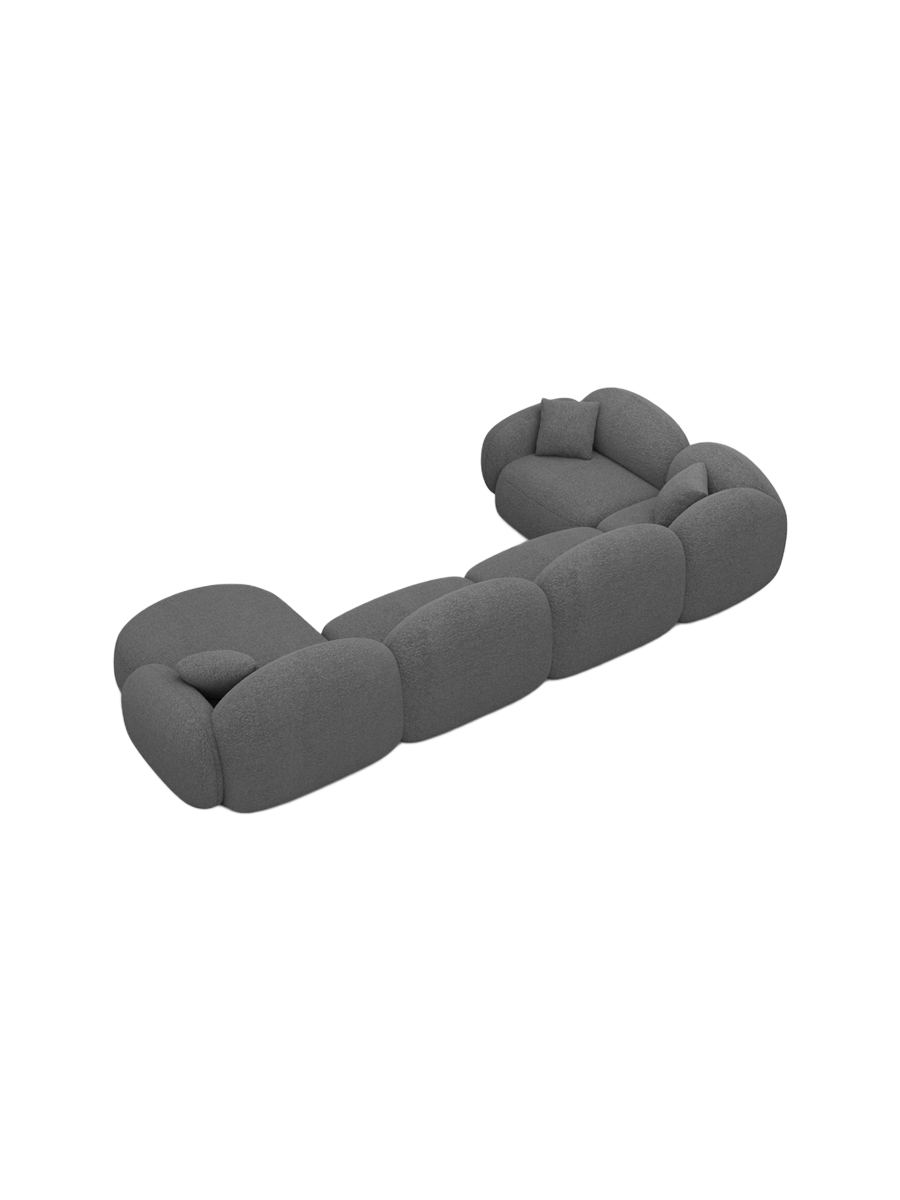 
6-Sitzer Design Panorama-Sofa „Varello XL“ mit Bouclé-Bezug - Bouclé Graphit / Lange Seite links