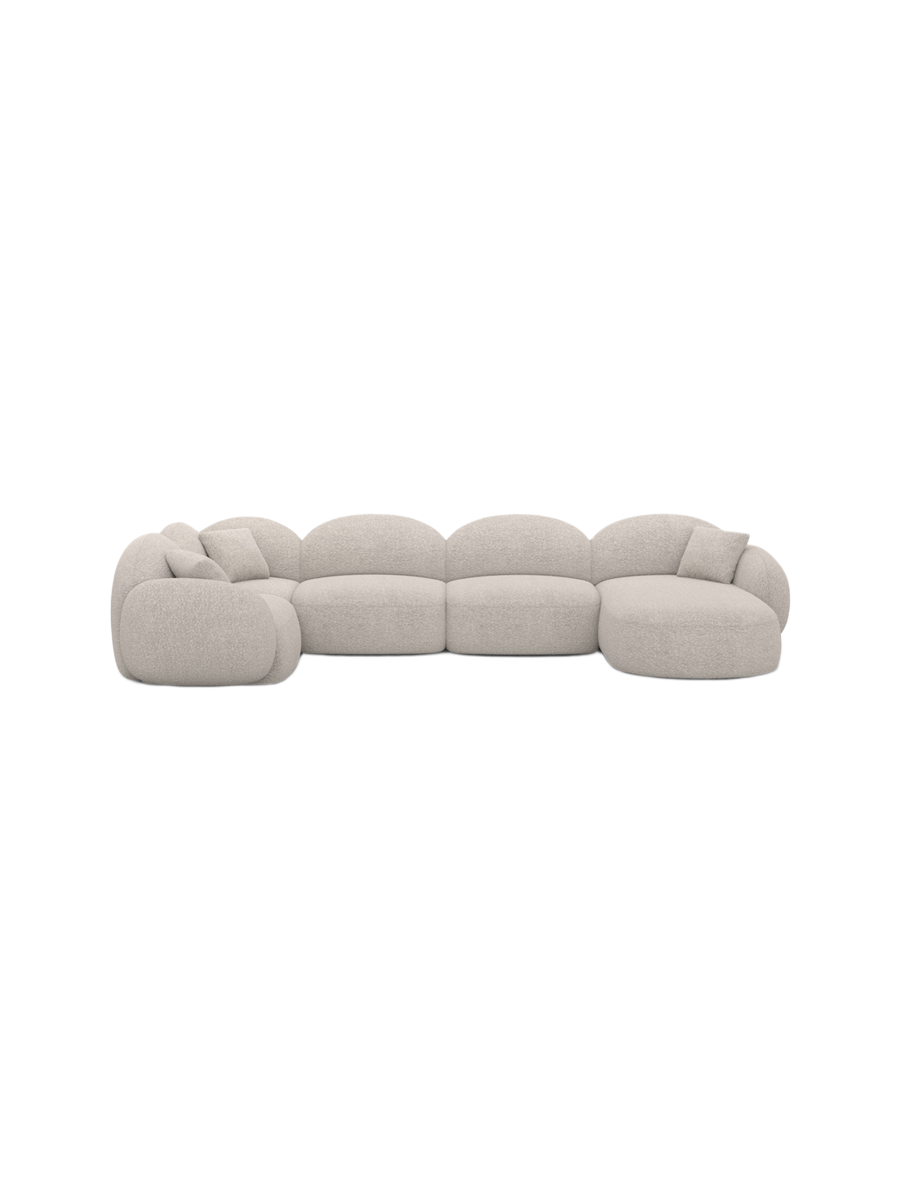 
6-Sitzer Design Panorama-Sofa „Varello XL“ mit Bouclé-Bezug - Bouclé Graphit / Lange Seite links