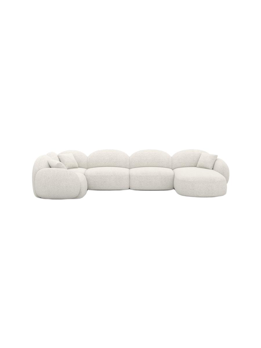 
6-Sitzer Design Panorama-Sofa „Varello XL“ mit Bouclé-Bezug - Bouclé Graphit / Lange Seite links